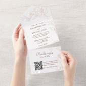 Elegant QR Code Peach Weddenschap All In One Uitnodiging (Afscheurbaar)
