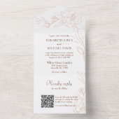 Elegant QR Code Peach Weddenschap All In One Uitnodiging (Binnen)