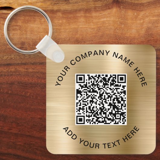 Elegant QR Code Promotion Gold Sleutelhanger (Voorkant)