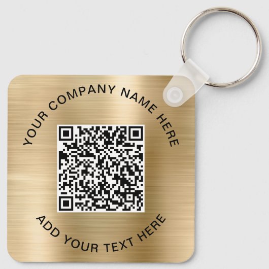 Elegant QR Code Promotion Gold Sleutelhanger (Achterkant)