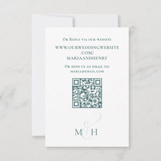 Élégant QR Code Repas Classique RSVP Turquoise (Dos)