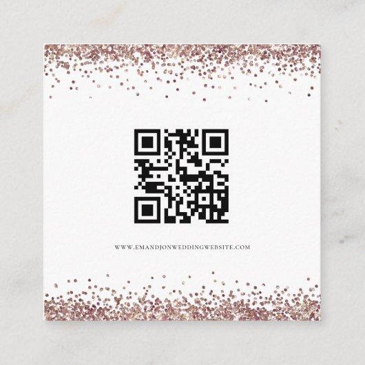 Elegant QR Code Roos Gold Glitter Wedding RSVP Informatiekaartje (Achterkant)