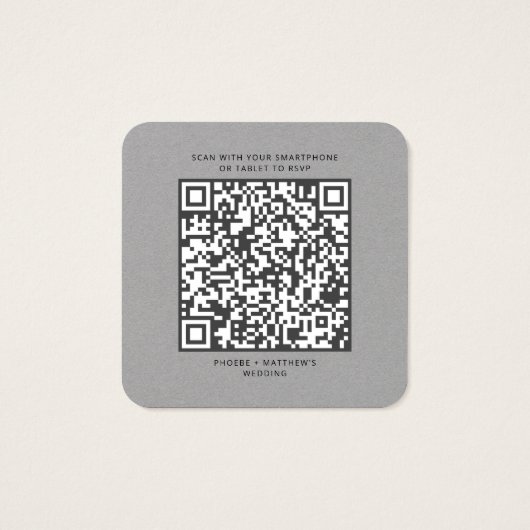 Élégant QR Code RSVP Mariage Website (Dos)