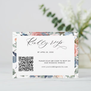 Elegant QR Code Rsvp Online Weddenschap Floral Kaartje