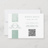 Elégant QR Code RSVP Pale Green Monogram Mariage (Devant)