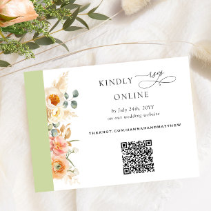 Elegant QR-code RSVP-pit en groen huwelijk Informatiekaartje