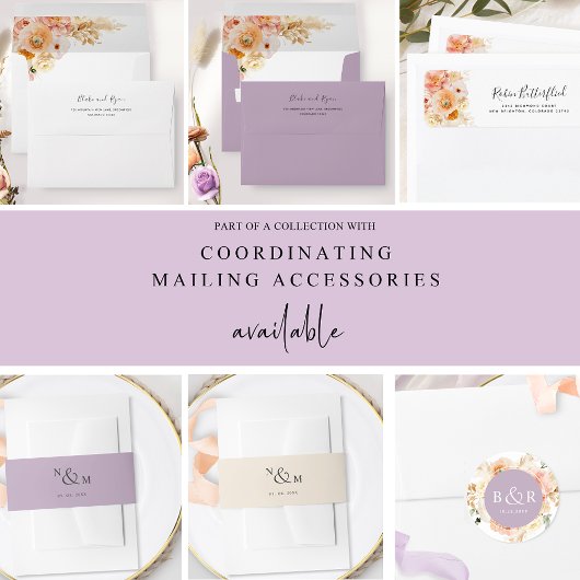 Elegant QR-code RSVP-pit en lavender Weddenschap Informatiekaartje