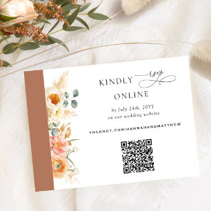 Elegant QR-code RSVP-pit en Terracotta Wedding Informatiekaartje