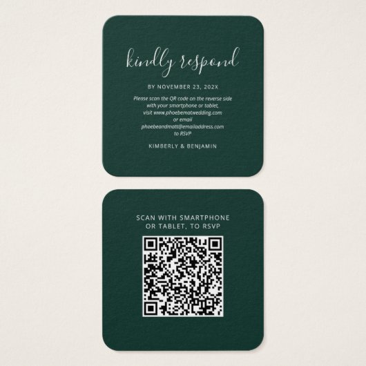 Elegant QR Code Wedding RSVP Card (Devant & derrière)