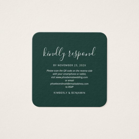 Elegant QR Code Wedding RSVP Card (Devant)