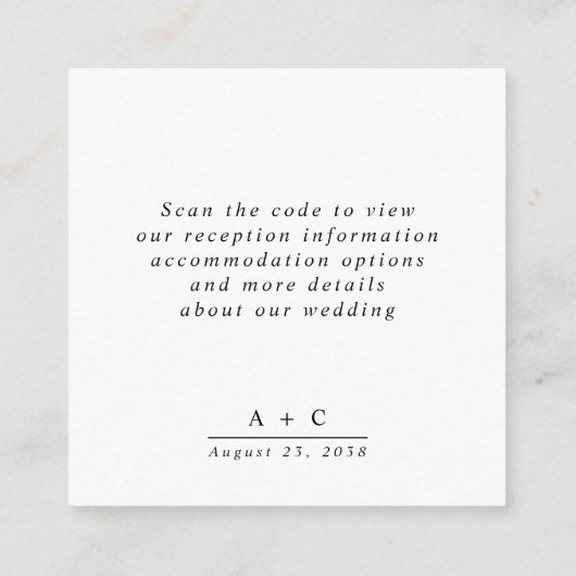 Elegant QR Code Wedding Website Kaart (Achterkant)