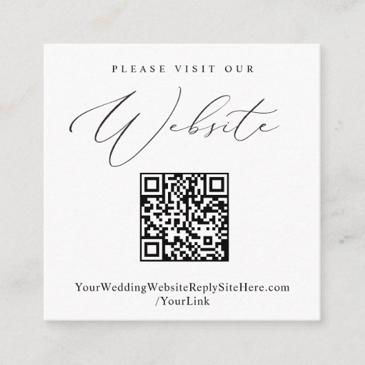 Elegant QR Code Wedding Website Kaart (Voorkant)