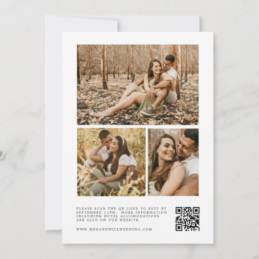 Elegant QR Code Weduwschap met foto's Kaart (Achterkant)