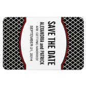 Elegant Quatrefoil bewaart de Datum Magnet, Rood Magneet (Horizontaal)