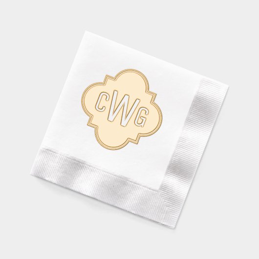 Élégant Quatrefoil marocain 3 Monogramme initial (Gauche)