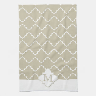 Elegant Quatrefoil Pattern - Latte White Theedoek