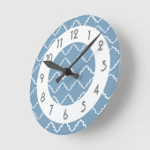 Elegant Quatrefoil Pattern - Lt Blue White Ronde Klok (Hoek)