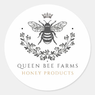 Elegant Queen Bee Productlabel Ronde Sticker
