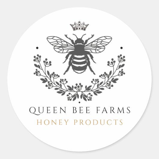Elegant Queen Bee Productlabel Ronde Sticker (Voorkant)