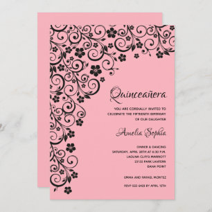 Elegant Quinceañera Black en Pink Kaart