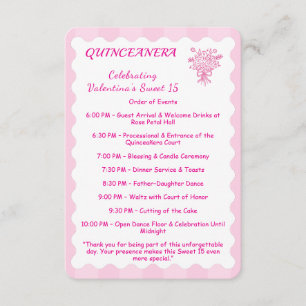 Elegant Quinceañera Bloemenboeket PROGRAMMEREN Informatiekaartje