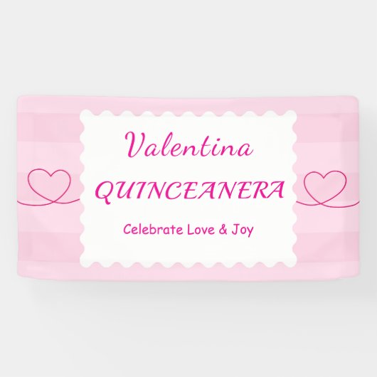 Elegant Quinceañera Bloemenboeket | Roze en wit Spandoek (Horizontaal)