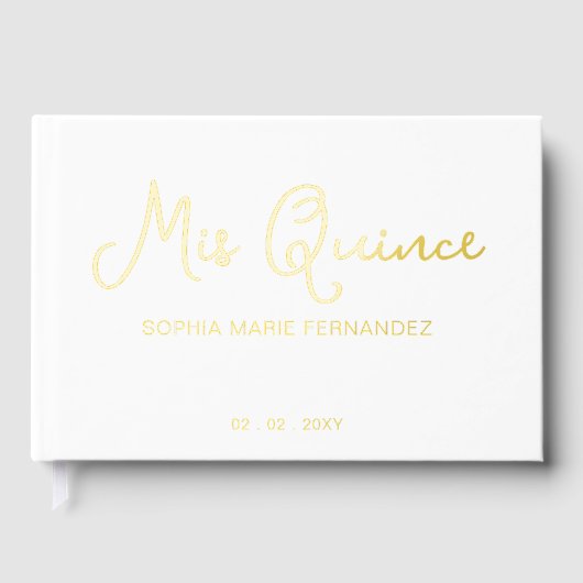 Élégant Quinceañera d'or blanc moderne (Recto)