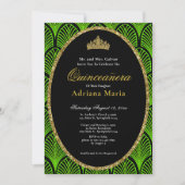 Elegant Quinceanera Invitation Green Art Deco (Devant)