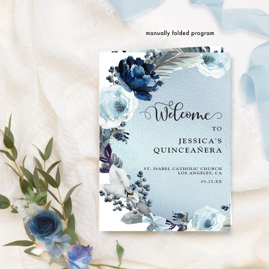 Elegant Quinceañera Light Blue Folie Programme