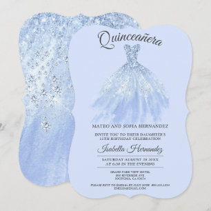 Elegant Quinceanera Mis Quince Blue Violet Glitter Kaart