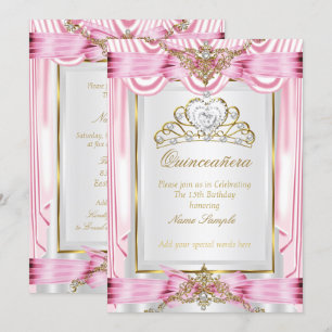 Elegant Quinceanera Pink Gold Silver White Kaart