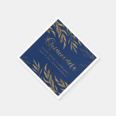 Elegant Quinceanera Royal Blauw en Goud Blad Servet (Hoek)
