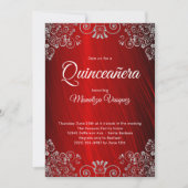 Elegant Quinceañera Ruby Red 15th Birthday Kaart (Voorkant)