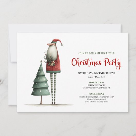 Elegant Quirky Santa Christmas Holiday Invitation (Devant)
