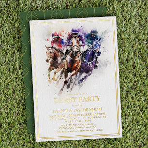 Elegant Race Paard Derby Party Ruitersport Folie Uitnodiging