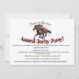 Elegant Race Paard Derby Party Uitnodiging