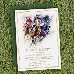 Elegant Race Paard Derby Party Verjaardag Kaart