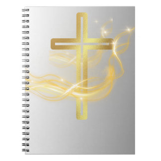 Elegant Radiant Golden Cross on Silver notebook Notitieboek