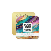 Elegant Rainbow Agate gold Glitter & QR Code Logo