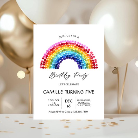 Elegant Rainbow Birthday party Kaart