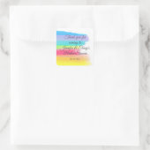 Elegant Rainbow Gepersonaliseerd Lesbian Vrijgezel Vierkante Sticker (Tas)