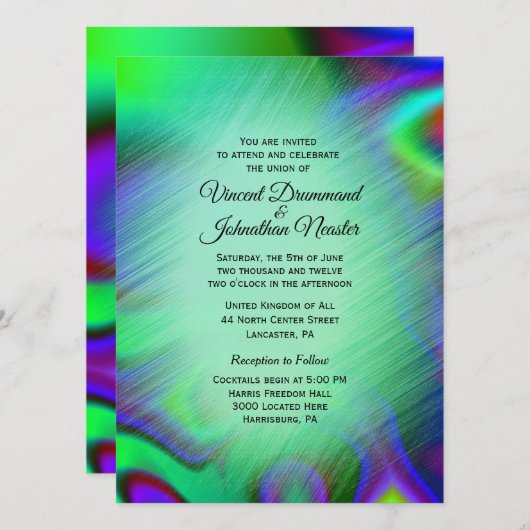 Elegant Rainbow Green Wedding Invitations Kaart (Voorkant / Achterkant)
