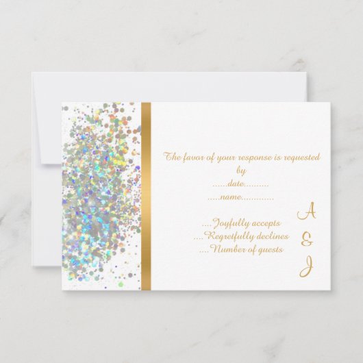 ELEGANT RAINBOW SPARKLE  GOUD Aangepaste RSVP (Voorkant)