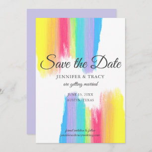Elegant Rainbow Waterverf LGBTQ Wedding Lavendar Save The Date
