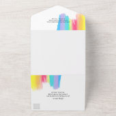 Elegant Rainbow Waterverf LGBTQ Wedding & RSVP All In One Uitnodiging (Buitenkant)