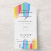 Elegant Rainbow Waterverf LGBTQ Wedding & RSVP All In One Uitnodiging (Binnen)
