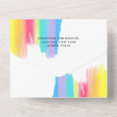 Elegant Rainbow Waterverf LGBTQ Wedding & RSVP All In One Uitnodiging (Achterkant)