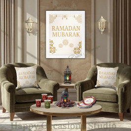 Elegant Ramadan Mubarak Throw Pillow Kussen