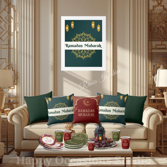 Elegant Ramadan Mubarak Throw Pillow Kussen (Creator heeft geüpload)