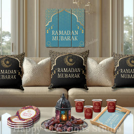 Elegant Ramadan Mubarak Throw Pillow Kussen